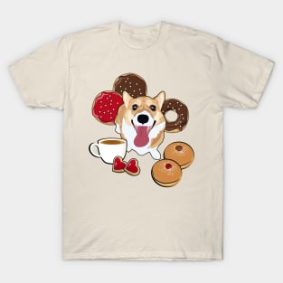 Coffee and Donuts Corgi T-Shirt